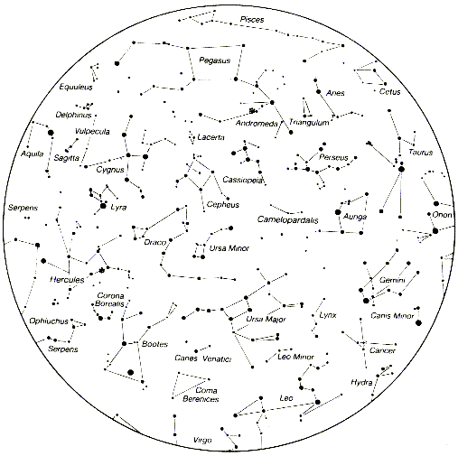 Summer Constellations Northern Hemisphere Star Chart